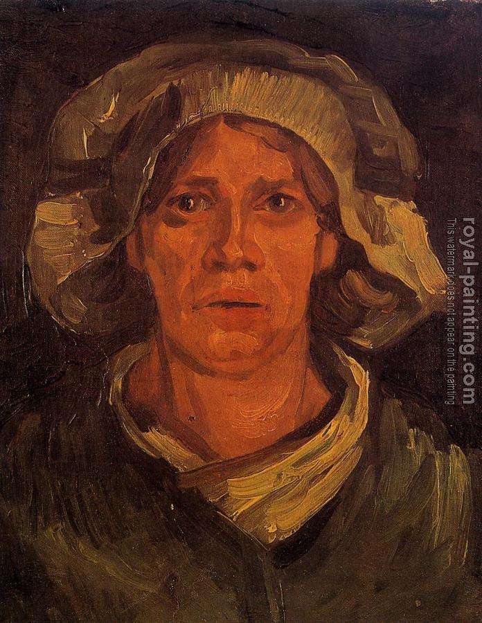 Vincent Van Gogh : Head of a Peasant Woman with White Cap